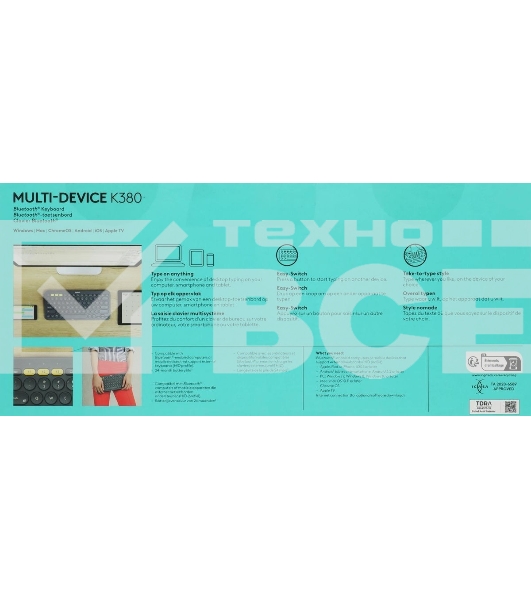 Клавиатура беспроводная Logitech K380 Multi-Device Bluetooth (920-007584) темно- серый- (заводская гравировка)