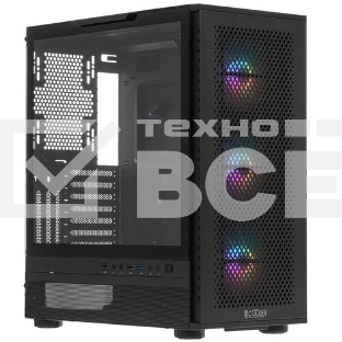 Корпус PCCooler ME200 MESH BK, Midi-Tower, чёрный, 3 x 120 мм