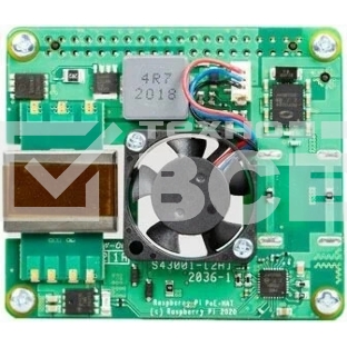 Плата Power Over Ethernet (POE) Raspberry Pi PoE HAT for Raspberry Pi 3B+ и 4B, SC0468, для питания Raspberry Pi через Ethernet кабель. Вентилятор в комплекте. (RPI3-MODBP-POE)(RASP3328)(221-1857) (492820)