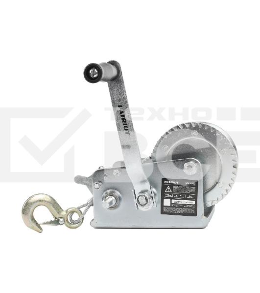 Лебедка ручная барабанная PATRIOT WH 1100B, усилие - 1100 кг, трос- 8 м
