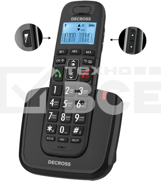 Р/Телефон Dect Decross DC1013 черный АОН
