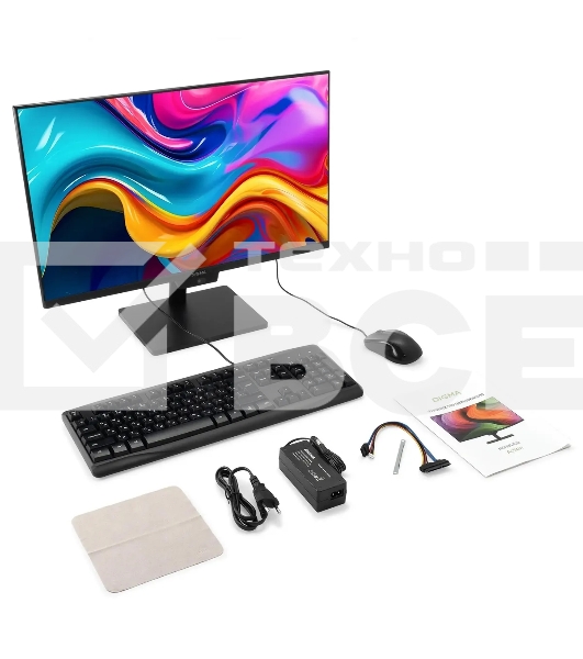 Моноблок Digma Action 23.8' Full HD N95 (1.7) 8Gb SSD 256Gb UHDG CR Windows 11 Pro GbitEth WiFi BT 60W клавиатура мышь Cam черный 1920x1080