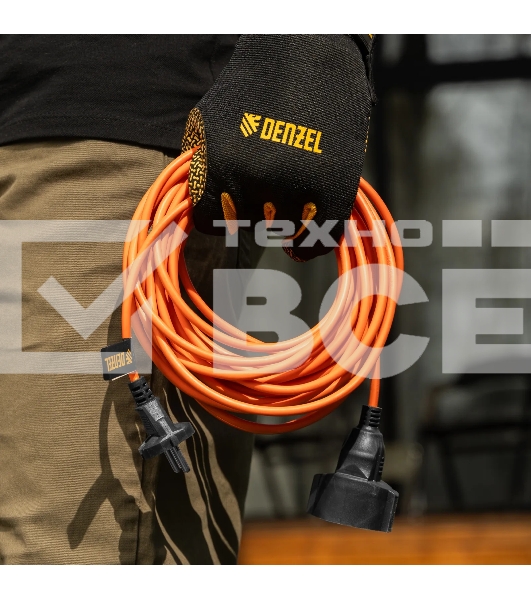 Удлинитель-шнур силовой Garden Series Denzel б/з, ПВС, 10 м, 1 розетка, 2*1 мм