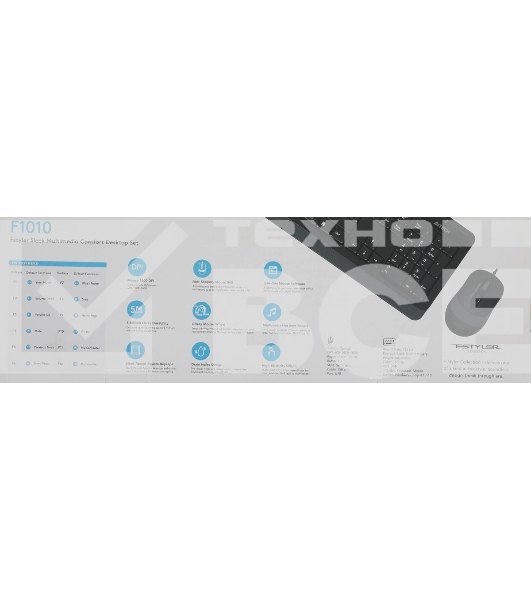 Комплект клавиатура+мышь A4Tech FStyler F1010 проводной, USB, 1600 DPI, чёрный