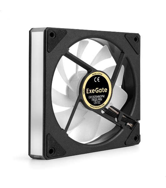 Вентилятор с подсветкой ExeGate EX12025HM3PM.FRGb.PRM (120x120x25 мм, FRGb, Hydraulic bearing (гидродинамический), 3pin+Molex, 1200RPM, 24dBA)