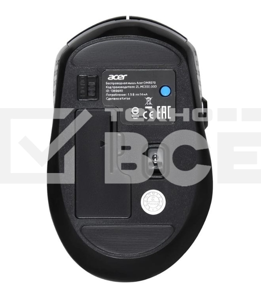 Мышь беспроводная Acer OMR070 черный, 1600 dpi, радиоканал, Bluetooth, USB, кнопки - 6