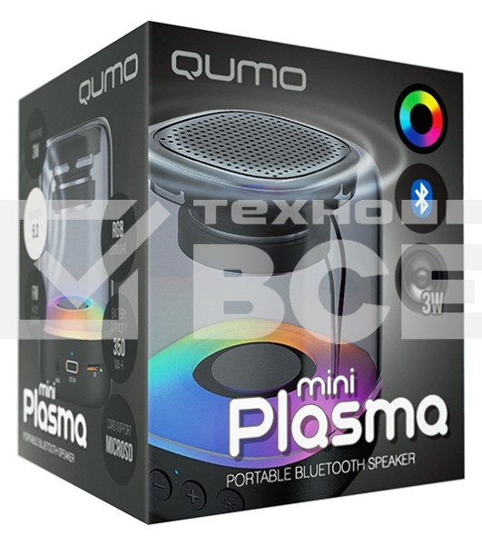 Акустическая система QUMO Plasma mini ВТ 0081 3 ВТ  объемное звучание  RGB