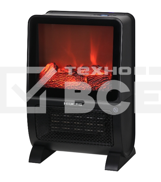 Тепловентилятор HIBERG TSF 3000 B, черный, 2000 Вт, 30 м2, с 3D - камином