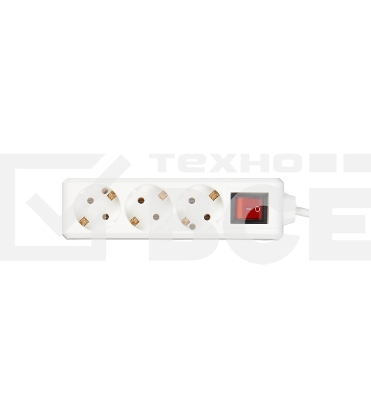 Сетевой удлинитель IEK У03К, выкл. 3 места, 2 Р + P Е / 5 метров, 3х1мм2, 16А/250, белый