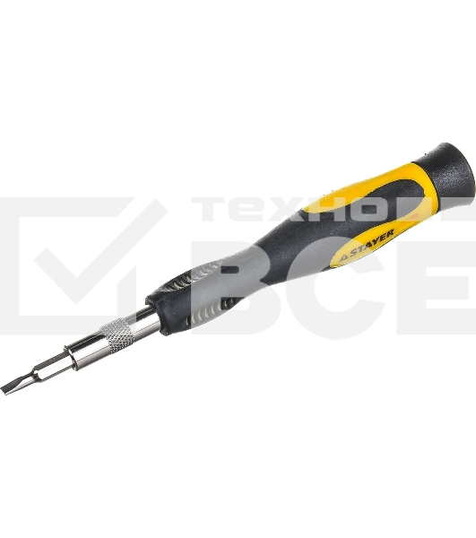 Ручной инструмент Набор STAYER Отвертка 'MASTER' реверсивная с эргономичной ручкой, с насадками, в пластмассовом боксе, 65 пред.,(25310-H65)