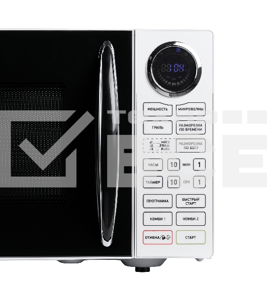 Микроволновая печь BBK 23MWG-930S/BW белый/черный, 23 л, 900 Вт, переключатели - сенсор