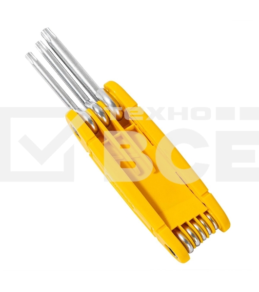 Набор складных шестигранных ключей TORX Deli DL234308 размеры T9,T10,T15,T20,T25,T27,T30,T40, пластиковый держатель