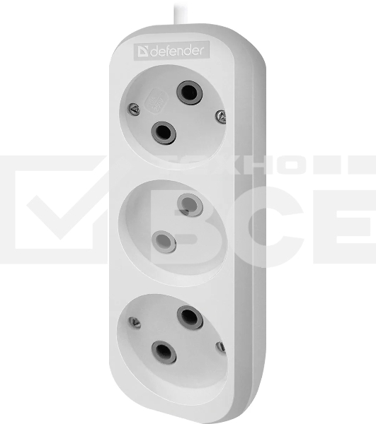 Удлинитель Defender (99276) B230 - 3 роз х 2 м, белый