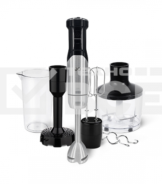 Блендер BQ HB421PS Steel-Black. Мощность 1400Вт, Режим Турбо 4 в1: Насадка для пюре + блендер+ миксер + измельчитель
