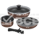 Набор посуды 5 предм. (сковорода24х5 см, сотейник с/кр 26х7,3 см, ковш 16х8 см, съемная ручка) Ko, фото 1