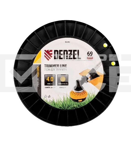 Леска для триммера Denzel круглая, 4,0мм х 69м, на DIN катушке FLEX CORD