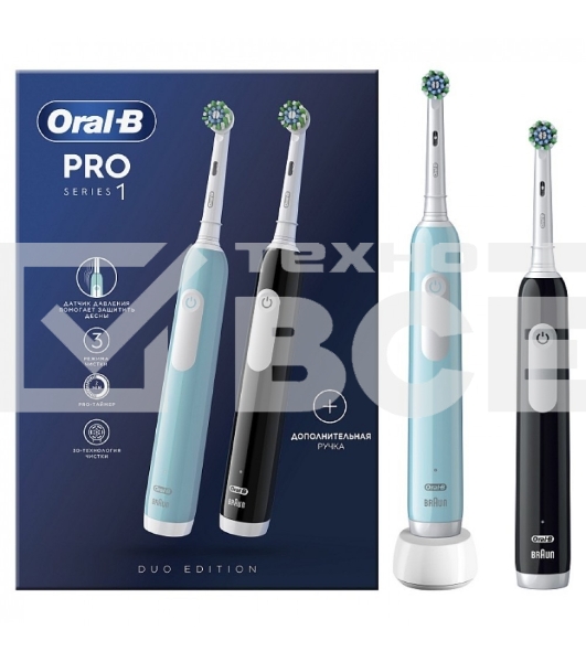 Набор электрических зубных щеток Oral-B Pro Series 1 бирюзовый/черный