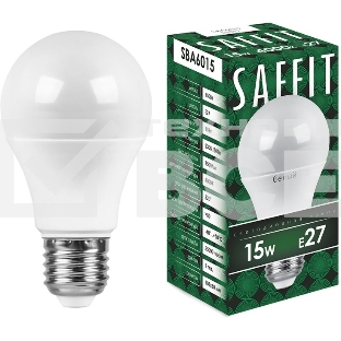 Лампа светодиодная SAFFIT SBA6015 (55011) 15 вт Е27 белый