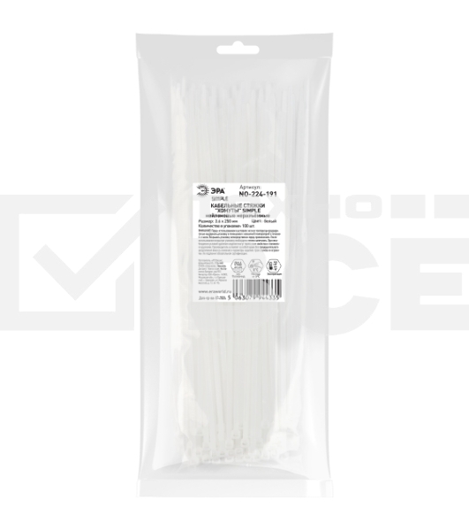 Хомут кабельный ЭРА Simple 3.6х250 NO-224-191 белый (уп. 100 шт)