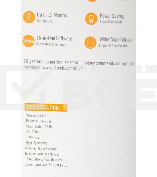 Мышь беспроводная A4Tech G3-330N черный, 1200 dpi, радиоканал, USB, кнопки - 3