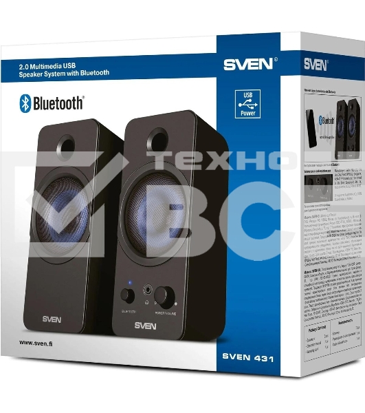 Акустическая система SVEN АС 431, черный (6 Вт, питание USB, Bluetooth)