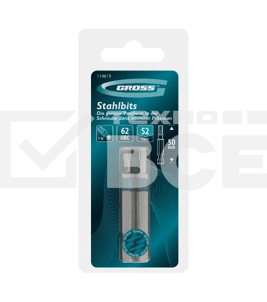 Бита Gross Torx 15х50 мм, сталь S2, шестигр., 2 шт.