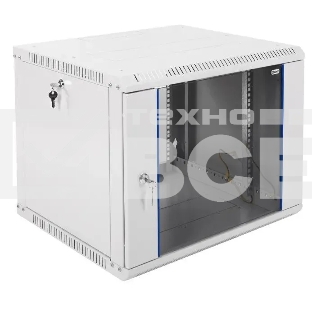 Шкаф настенный ЦМО ШРН-Э-9.500 9U 600x520 мм пер. дв. стекл несъемные бок. пан. серый
