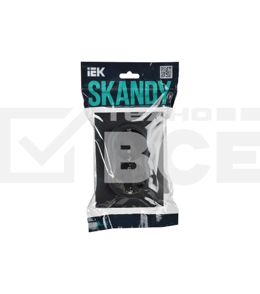 Розетка 2-м IEK SKANDY SK-R07G графит SK-R24-16-K53-F 16А с заземл. защ. штроки в сборе