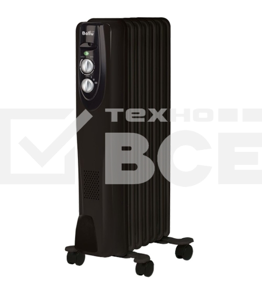 Масляный обогреватель Ballu Classic Black BOH/CL-07BRN (7 секций) (7 секций), черный, 1500 Вт, 20 м2, термостат