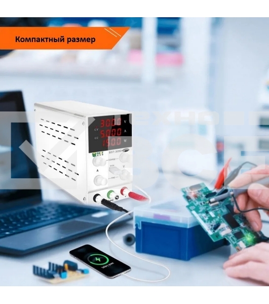 Лабораторный источник питания BESTOOL BST-305D 30В, 5А, цифровой дисплей, 1 канал, пост. ток