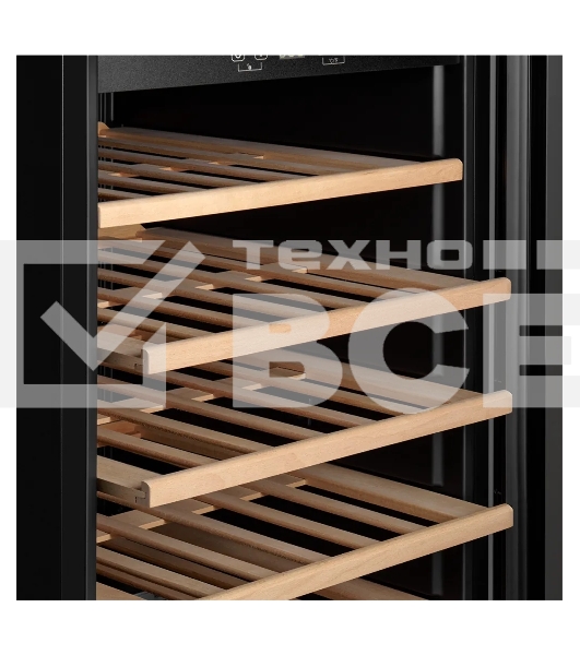 Винный шкаф Kuppersberg RSW 82, отдельностоящий, High-Tech, объем 128 л, вместимость 40 бутылок, диапазон температуры 5-20 градусов, механическое открытие двери, 6 полок из бука, LCD дисплей, уровень шума 38 дБ, черный