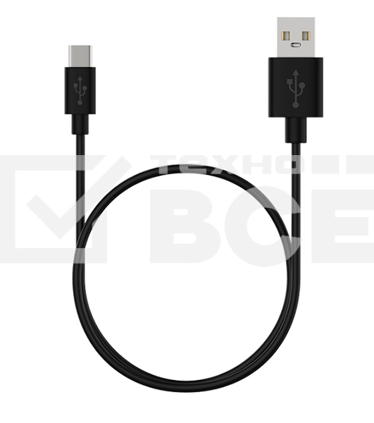 Кабель Maxvi MC-02 UP black USB-A - Type-C, 3A ток макс. нагрузки 3А, макс. напряжение 5V, длина кабеля 1м, материал PVC, черный