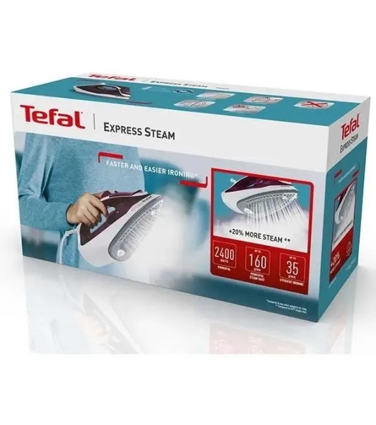 Утюг Tefal FV2835E0 фиолетовый/белый, 2400 Вт, 35 г/мин, 160 г/мин, 270 мл