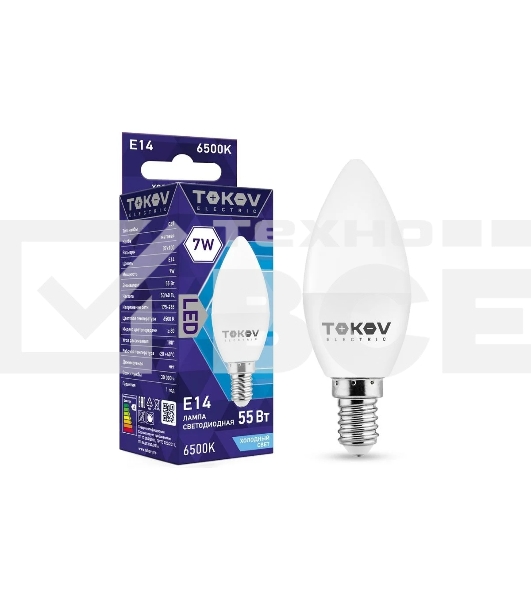 Лампа светодиодная TOKOV ELECTRIC 7Вт С37 6500К Е14 176-264В