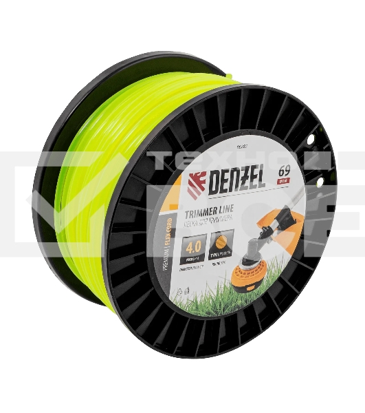 Леска для триммера Denzel круглая, 4,0мм х 69м, на DIN катушке FLEX CORD