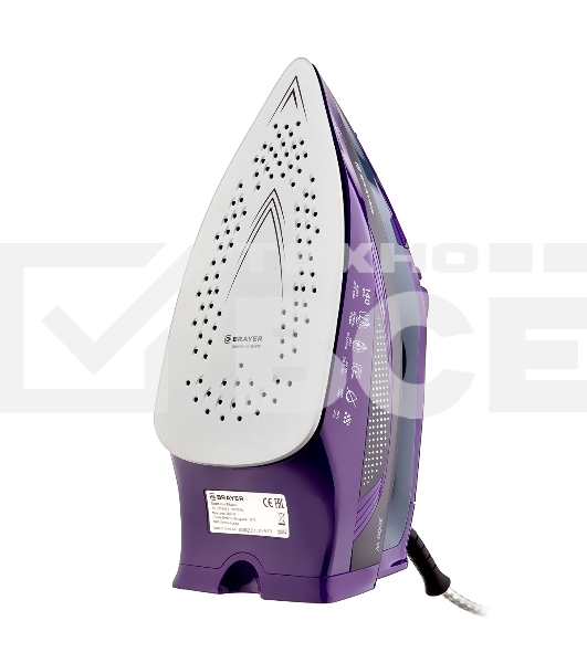 Утюг BRAYER BR4001 фиолетовый/серый, 2600 Вт, 25 г/мин, 140 г/мин, 360 мл