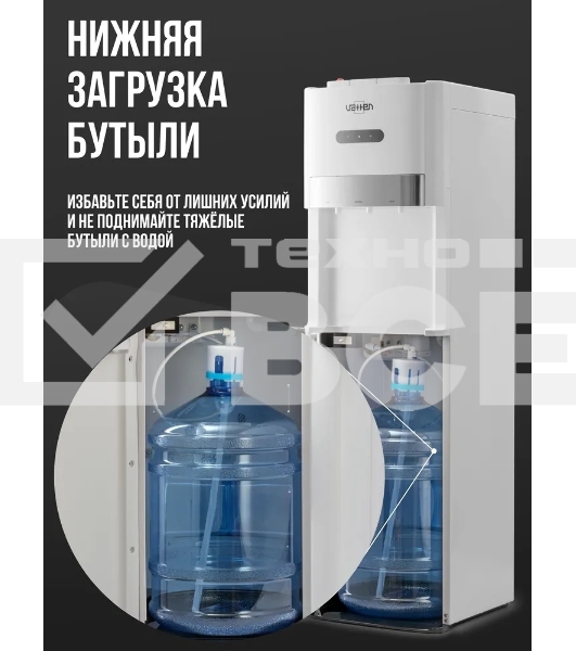 Кулер Vatten L03WEV напольный электронный белый/белый