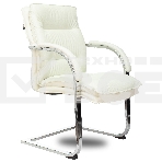 Кресло офисное Бюрократ T-9927SL-LOW-V слоновая кость, кожа, низк.спин. полозья, металл хром, фото 1
