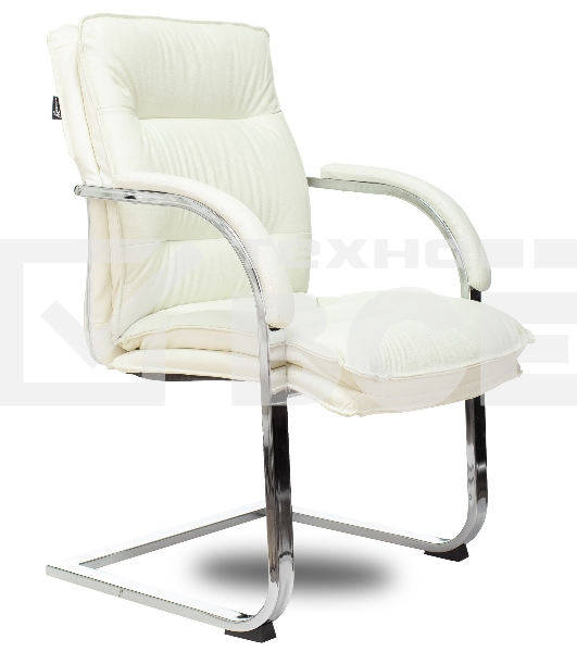 Кресло офисное Бюрократ T-9927SL-LOW-V слоновая кость, кожа, низк.спин. полозья, металл хром