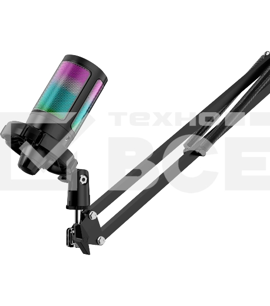 Игровой стрим микрофон Defender Impulse GMC 650 USB, RGB, стойка, провод 1.7 м 1