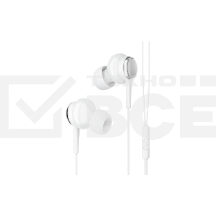 Наушники-гарнитура OLMIO Fly 3.5мм, белые, с микрофоном и кнопкой ответа