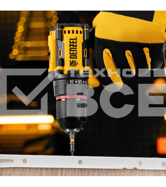 Дрель-шуруповерт Denzel CDH-BL-20, Аккумуляторная, 20В, 2 АКБ, Кейс