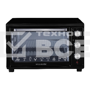 Мини-печь Willmark WO-503B (45 литров, таймер, термостат,230С, 1800Вт, чёрный)
