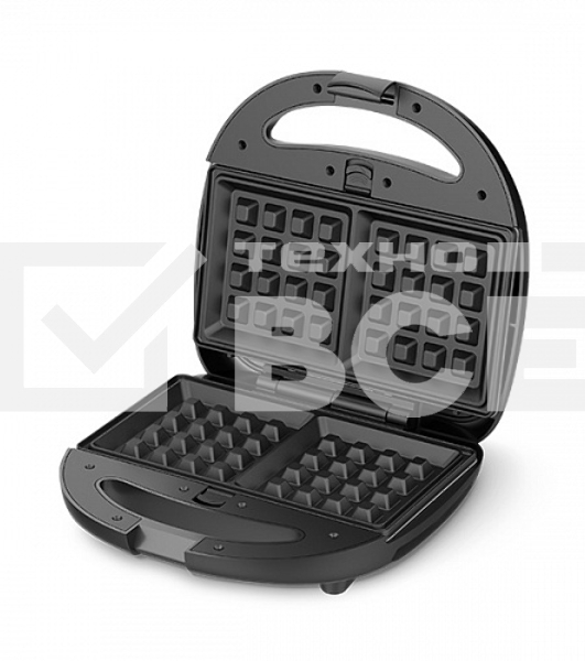 Прибор для выпечки BQ ST2001 черный, 4 in 1. MultiChef, 800 Вт, многофункциональный прибор 4 в 1, 4 пары панелей в комплекте: гриль, венские вафли, сэндвич, орешки, антипригарное покрытие панелей Non-Stick PRO, равномерный нагрев, вертикальное хранение, о