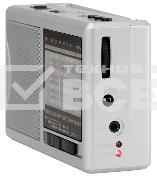 Радиоприемник портативный Hyundai H-PSR160 серебристый USB microSD