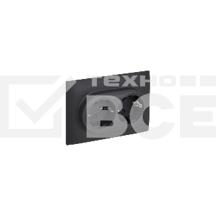 Розетка 2-м IEK SKANDY SK-R07G графит SK-R24-16-K53-F 16А с заземл. защ. штроки в сборе