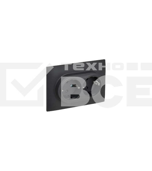 Розетка 2-м IEK SKANDY SK-R07G графит SK-R24-16-K53-F 16А с заземл. защ. штроки в сборе