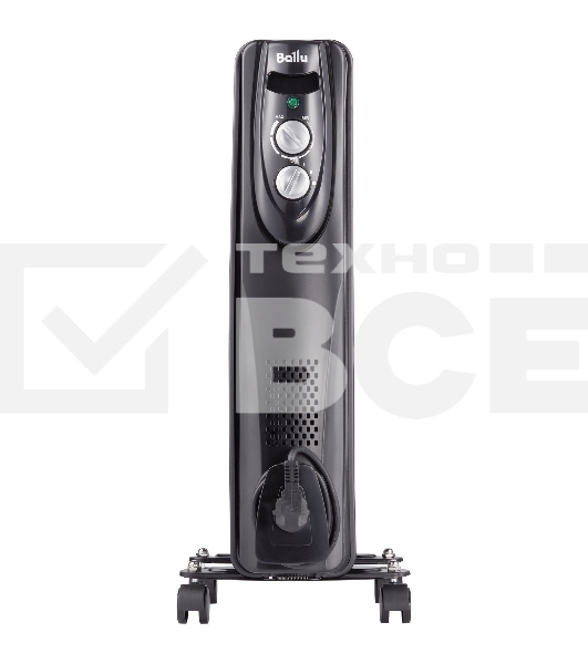 Масляный обогреватель Ballu Classic Black BOH/CL-07BRN (7 секций) (7 секций), черный, 1500 Вт, 20 м2, термостат