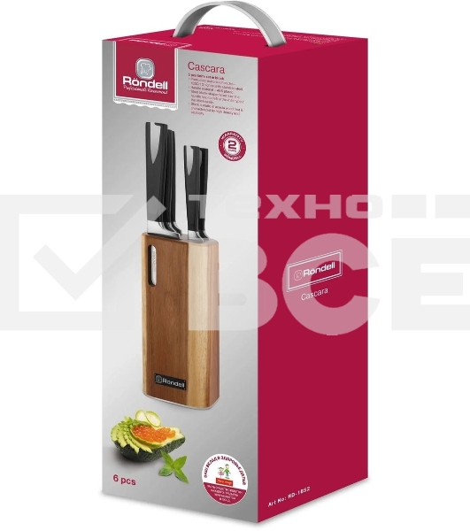Набор из 5 ножей в блоке Rondell Cascara RD-1852