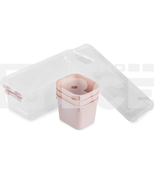 Контейнер для хранения HOBBY LIFE HL021065P GRAND розовый 3 секции 11.3x27.3x9 см высокий